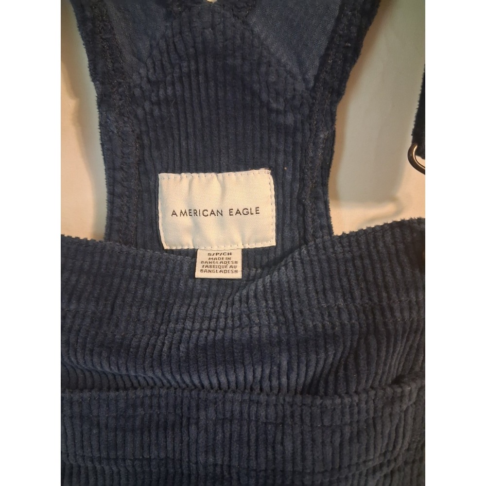 American Eagle Overall Dress Womens Small Blue Corduroy Mini Boho Festival - Picture 4 of 8